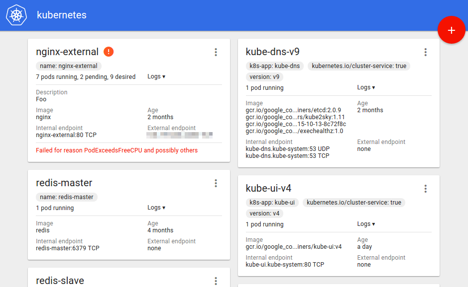 Kubernetes Dashboard applications view